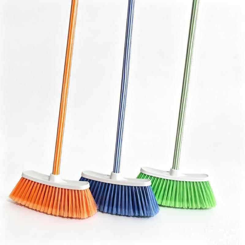 CLEAN WORLD Household Dustpan and Brush Set Cleaning Broom Home Bristle Brushes with Handle for Outdoor Indoor Brooms & Dustpans