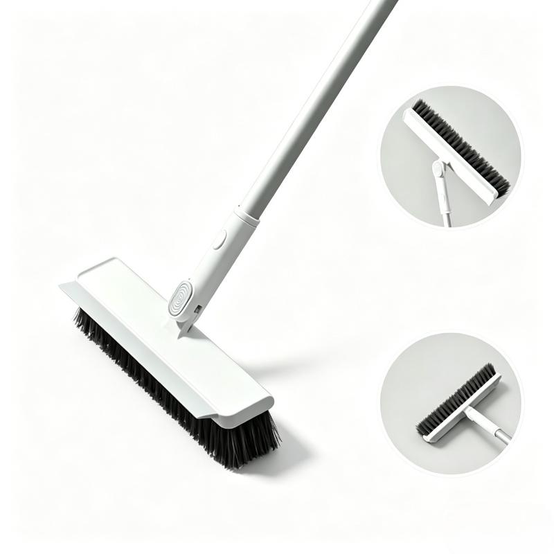 CLEAN WORLD Factory Price Household Long Handle 2 in 1 Squeegee Broom Floor Scrub Brush Multifunctional Cleaning Floor Brush for Bathroom and Kitchen