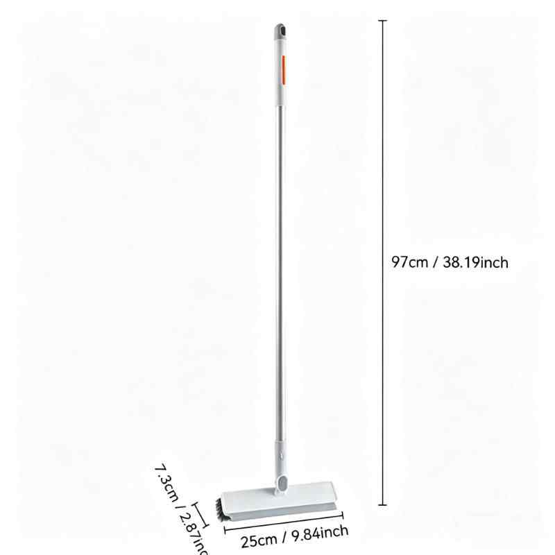 CLEAN WORLD Factory Price Household Long Handle 2 in 1 Squeegee Broom Floor Scrub Brush Multifunctional Cleaning Floor Brush for Bathroom and Kitchen