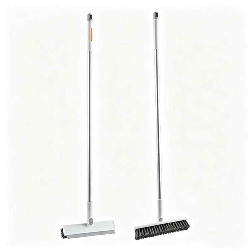 CLEAN WORLD Factory Price Household Long Handle 2 in 1 Squeegee Broom Floor Scrub Brush Multifunctional Cleaning Floor Brush for Bathroom and Kitchen