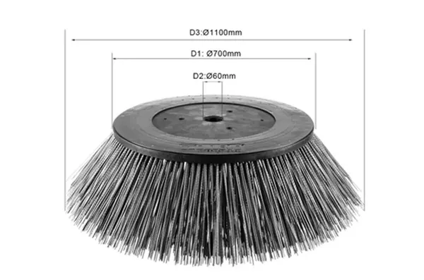 CLEAN WORLD 445*750mm Driveway Road Cleaning Sweeping Rotary Side Brush Customized Premium PP Nylon Wire Side Broom for Road Sweeper