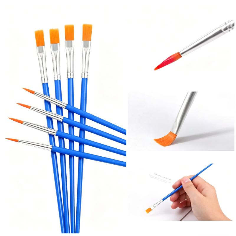CLEAN WORLD Art Supplies Manufacturers Custom logo Nylon Handle Paintbrush Set Art Paint Brushes Professional Blue Brushes for Painting