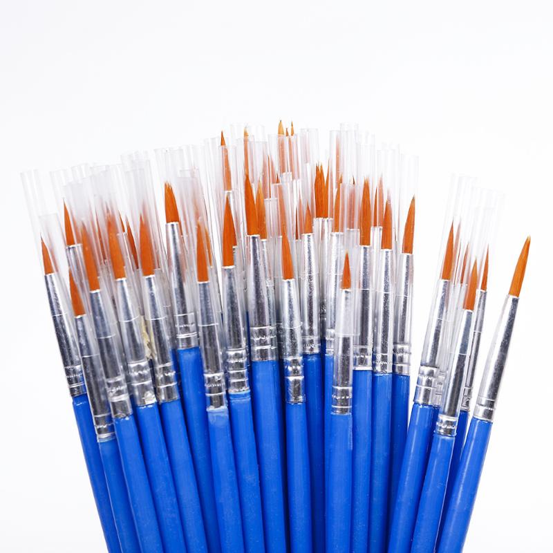 CLEAN WORLD Art Supplies Manufacturers Custom logo Nylon Handle Paintbrush Set Art Paint Brushes Professional Blue Brushes for Painting