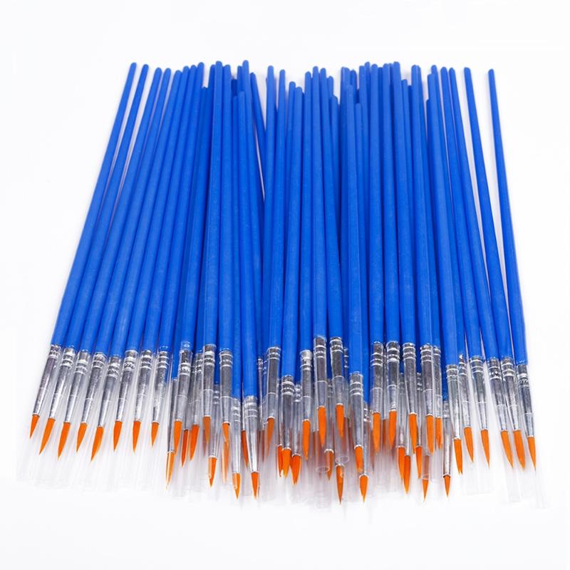 CLEAN WORLD Art Supplies Manufacturers Custom logo Nylon Handle Paintbrush Set Art Paint Brushes Professional Blue Brushes for Painting