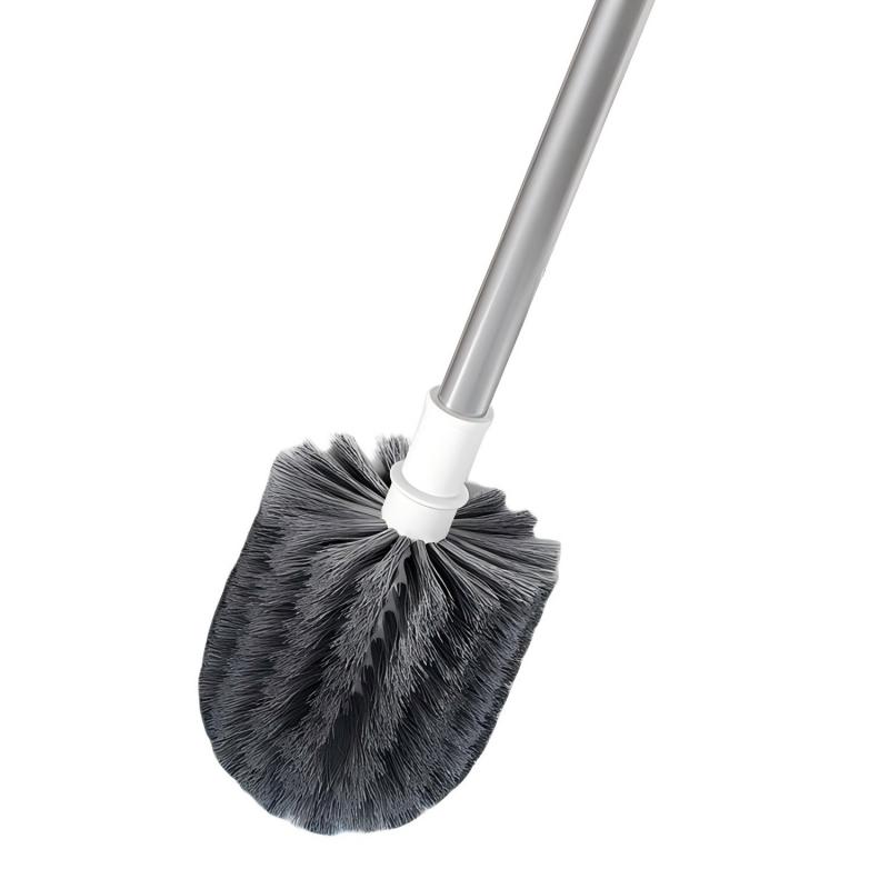 CLEAN WORLD Bathroom Toilet Brush, Stainless Steel Long Handle Wall-Mounted Punch-Free Toilet Brush for No-Dead-Corner Bathroom Cleaning
