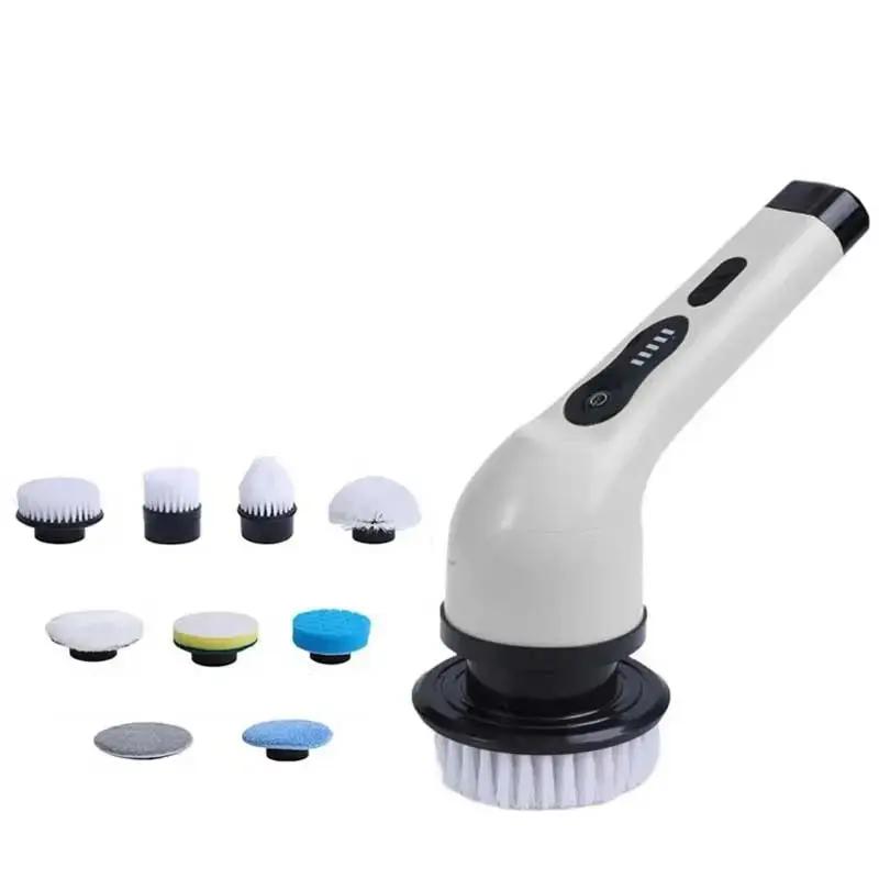 CLEAN WORLD Household Bathroom Brushes Electric Spin Scrubber Cordless Cleaning Brush with 9 Replaceable Brush Heads and Adjustable Extension Handle