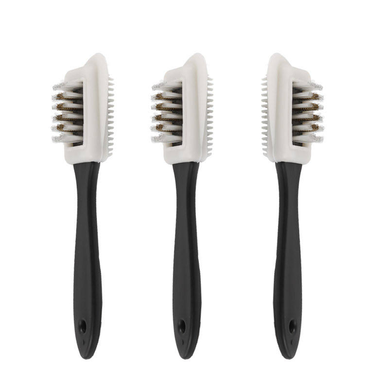 CLEAN WORLD White and Black Household Cleaner Brush Suede Leather Products Cleaning Brushes with Brass and PP Bristles