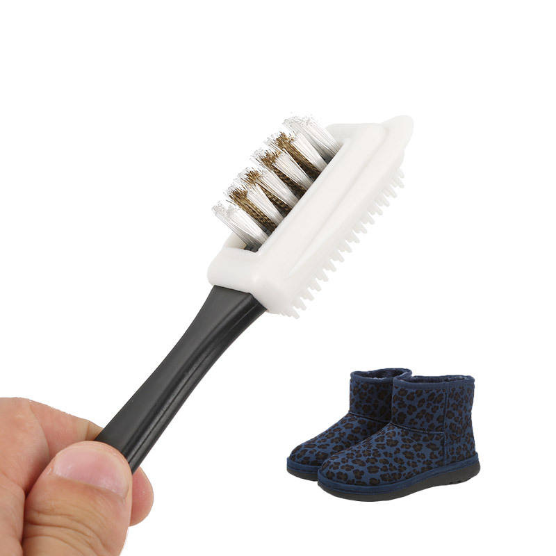 CLEAN WORLD White and Black Household Cleaner Brush Suede Leather Products Cleaning Brushes with Brass and PP Bristles