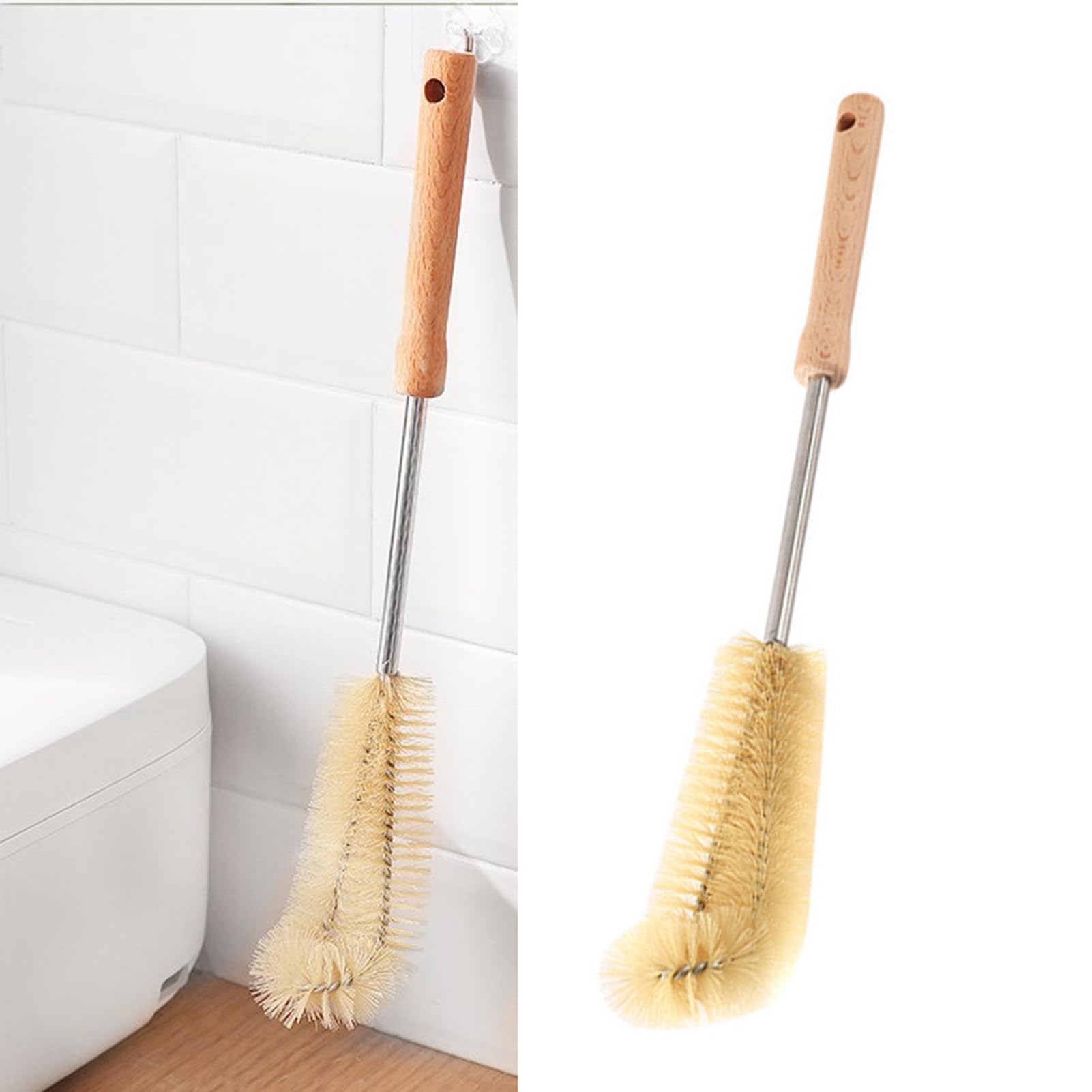 CLEAN WORLD Kitchen Bottle brush Bottle Washing Brush, Practical Bottle Brush with Wooden Handle for Glass (Wooden Handle Bottle Brush Long Wooden Handle