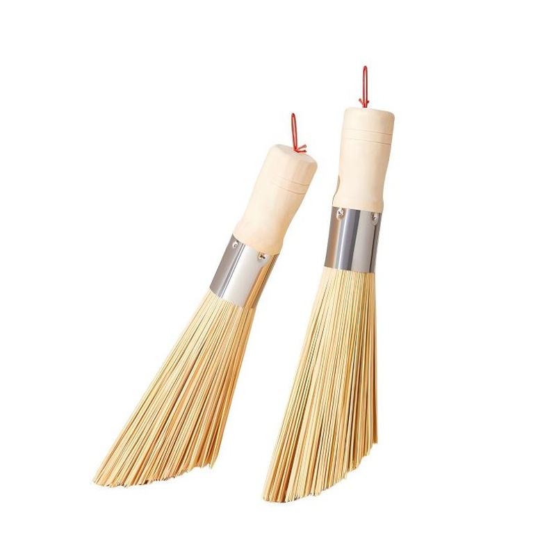 CLEAN WORLD Kitchen Pot and bowl brush 3pcs Bamboo Brush for Kitchen Long Handle Pot Scrubber Dish Scrubbers Comfort Grip Dish Brush