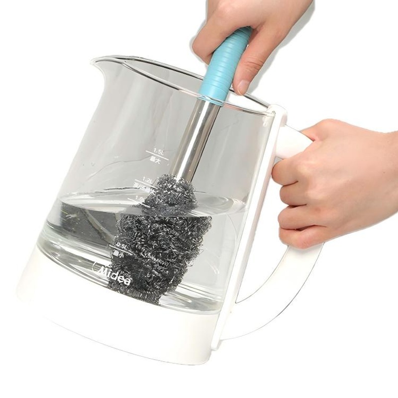 CLEAN WORLD Kitchen Pot and bowl brush Long Handle Bottle and Jar Toilet Cleaner Brush, Heavy-Duty Scrubber with Steel Wire, Multicolour Plastic Handle, 32L x 5W x 5H Centimetres, Pack of 1