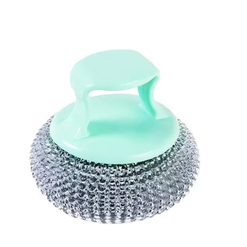 CLEAN WORLD Kitchen Pot and bowl brush Steel Dishwasher Scrubber Pairs with Detachable Handle (Set of 3) | Vessel Cleaning Brush, Metal Scrubber with Grip for Kitchen | Ideal for Washing Pans, Tawas, Cooker, Brass Utensils