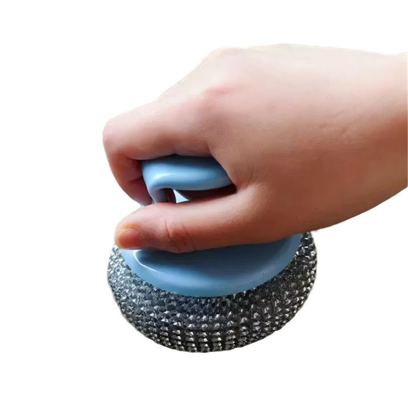 CLEAN WORLD Kitchen Pot and bowl brush Steel Dishwasher Scrubber Pairs with Detachable Handle (Set of 3) | Vessel Cleaning Brush, Metal Scrubber with Grip for Kitchen | Ideal for Washing Pans, Tawas, Cooker, Brass Utensils