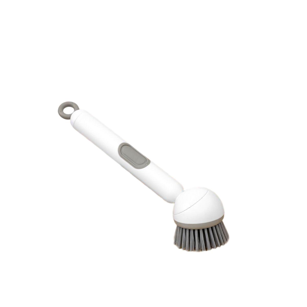 CLEAN WORLD Kitchen Pot and bowl brush Liquid Dispensing Dish Cleaning Brush with Handle and Hanging Loop, Rotating Scrub Head, Wall Hanging Kitchen Cleaning Brush