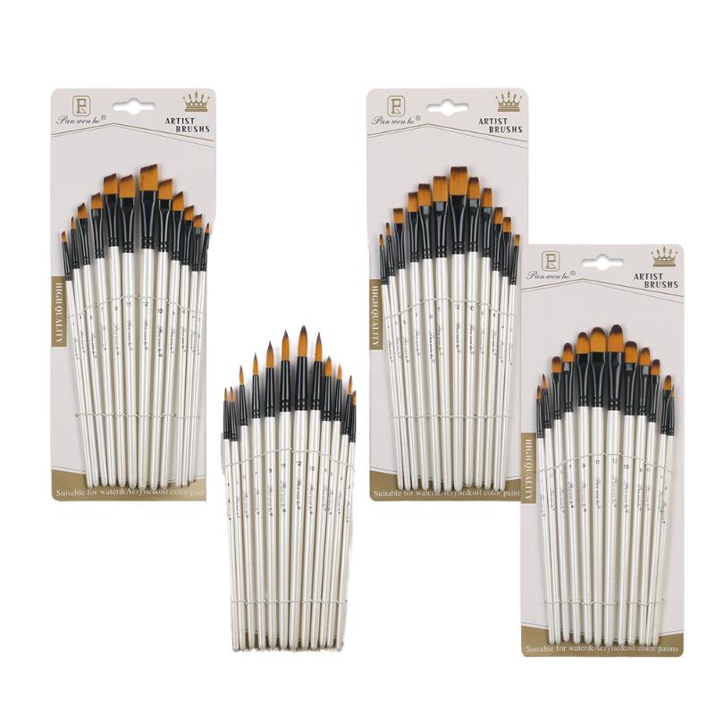 CLEAN WORLD 6pcs Artist Brush Set Kid Adult Paint Brush for Watercolor Oil Painting Brushes with Wood Handle and Nylon Hair