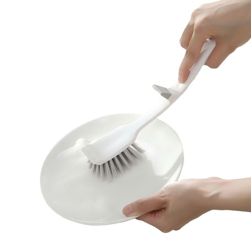 CLEAN WORLD Kitchen Pot and bowl brush Edge Dish Brush with Integrated Sink Rest, Light Stone/Sage