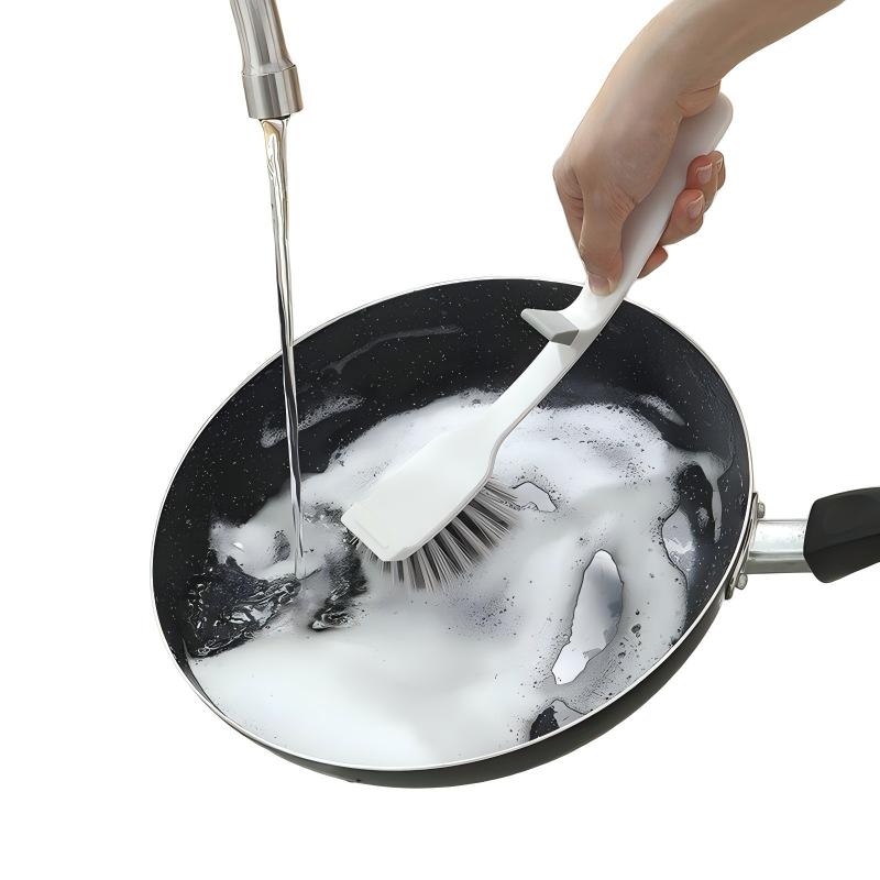 CLEAN WORLD Kitchen Pot and bowl brush Edge Dish Brush with Integrated Sink Rest, Light Stone/Sage