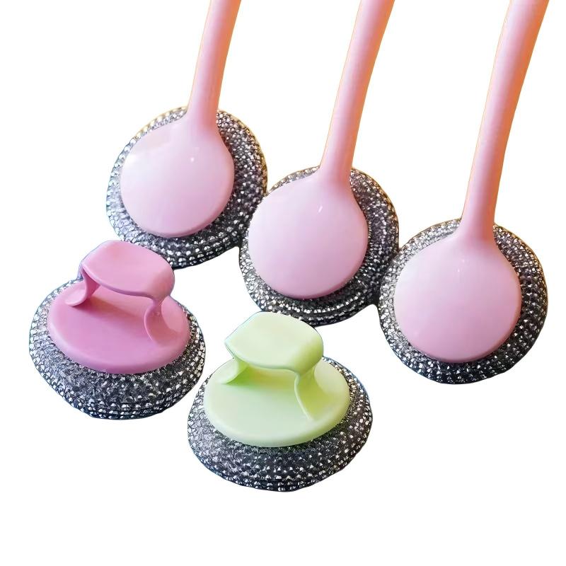 CLEAN WORLD Kitchen Pot and Bowl Brush Dish Mesh Scrubbers Scrubbers Tool Nano Resin Brush for Kitchen Cleaning Dishes Stainless Steel Sponge Long/Short Handle Dish Wand Brush