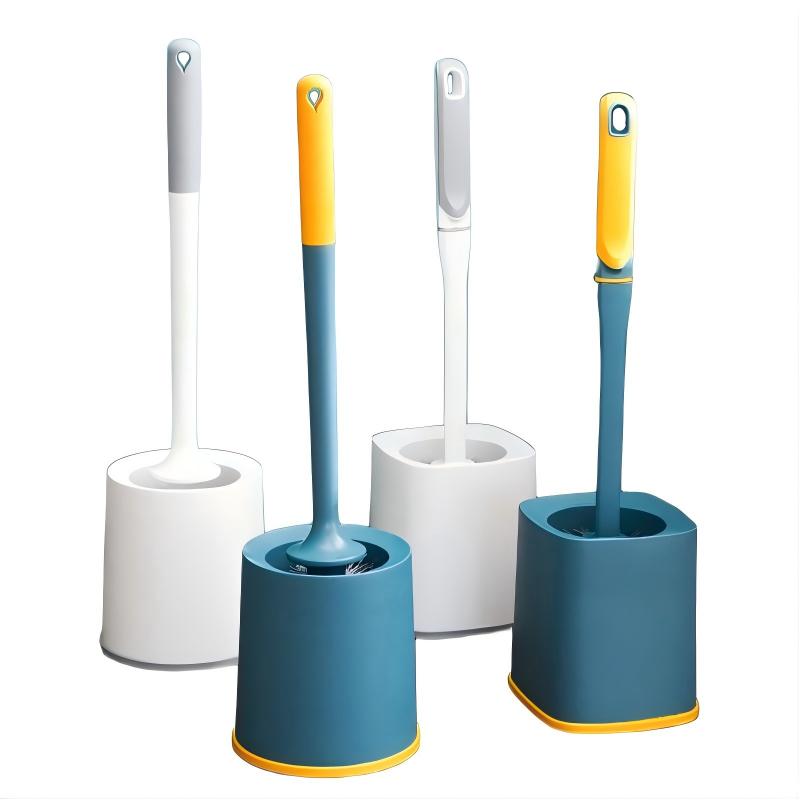 CLEAN WORLD Bathroom Toilet Brush, High Quality Long Handle Plastic Toilet Brush Set Household Cleaning Tools