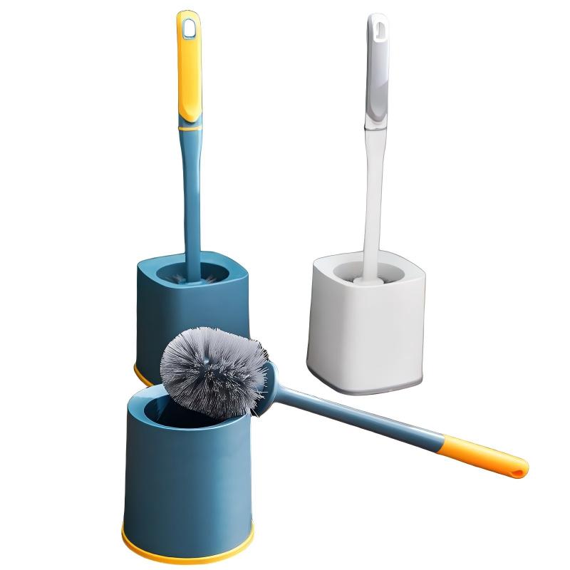 CLEAN WORLD Bathroom Toilet Brush, High Quality Long Handle Plastic Toilet Brush Set Household Cleaning Tools