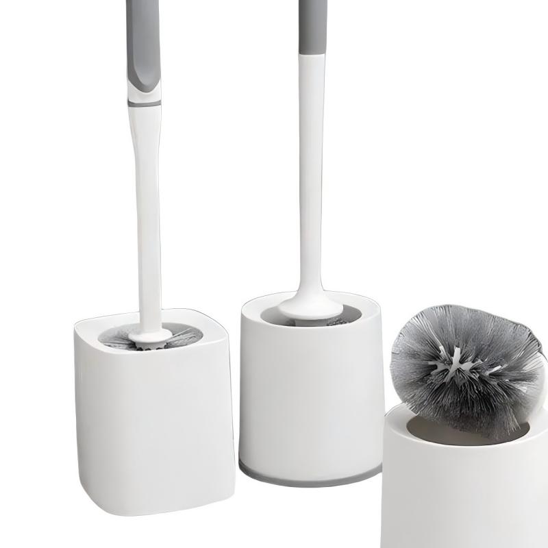 CLEAN WORLD Bathroom Toilet Brush, High Quality Long Handle Plastic Toilet Brush Set Household Cleaning Tools