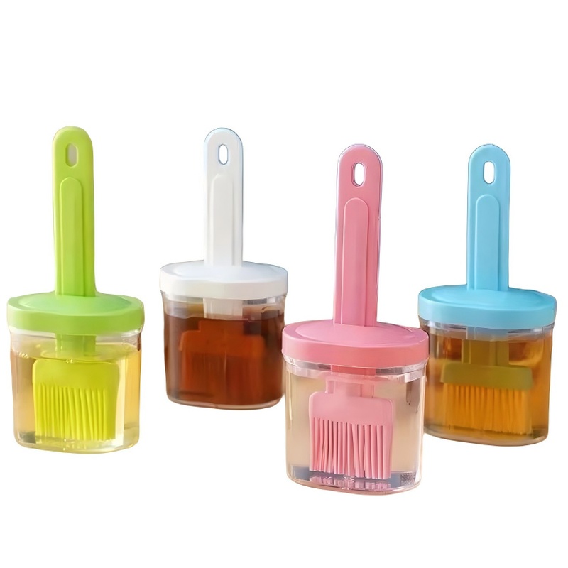 CLEAN WORLD Kitchen Grill brush Random Color Oil Brush With Storage Box,High Temperature Resistant Silicone Bottle Brush,Portable Barbecue Oil Brush
