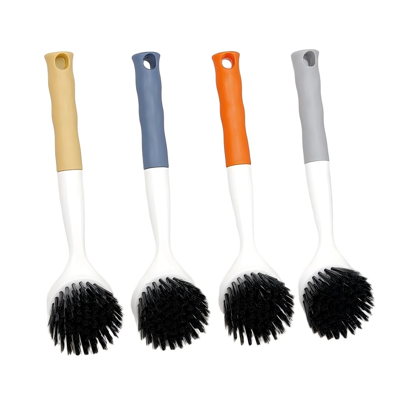 CLEAN WORLD Kitchen Pot and Bowl Brush Ergonomic Long Handle Pot Scrubber - Non-Stick Dish and Pan Cleaning Brush