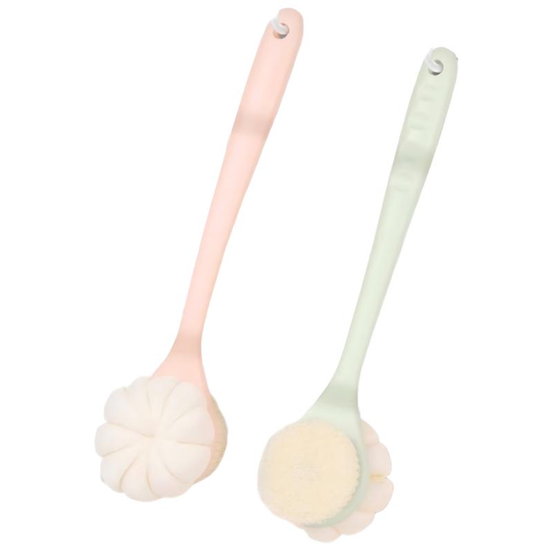 CLEAN WORLD Bathroom Brush, Bath Scrubber, Soft Double Sided Bath Brush With Long Handle Oval Shape For Back Cleaning And Deep Cleansing Gentle On Skin