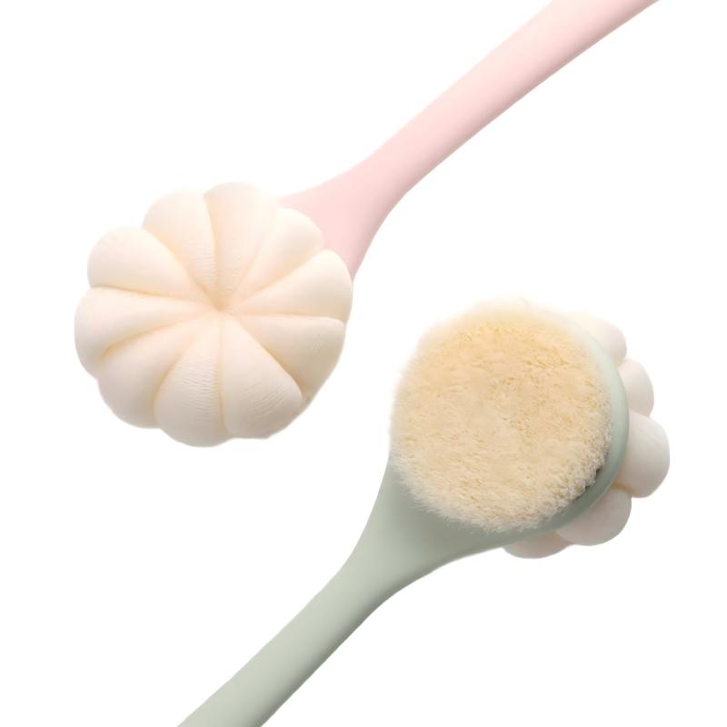 CLEAN WORLD Bathroom Brush, Bath Scrubber, Soft Double Sided Bath Brush With Long Handle Oval Shape For Back Cleaning And Deep Cleansing Gentle On Skin