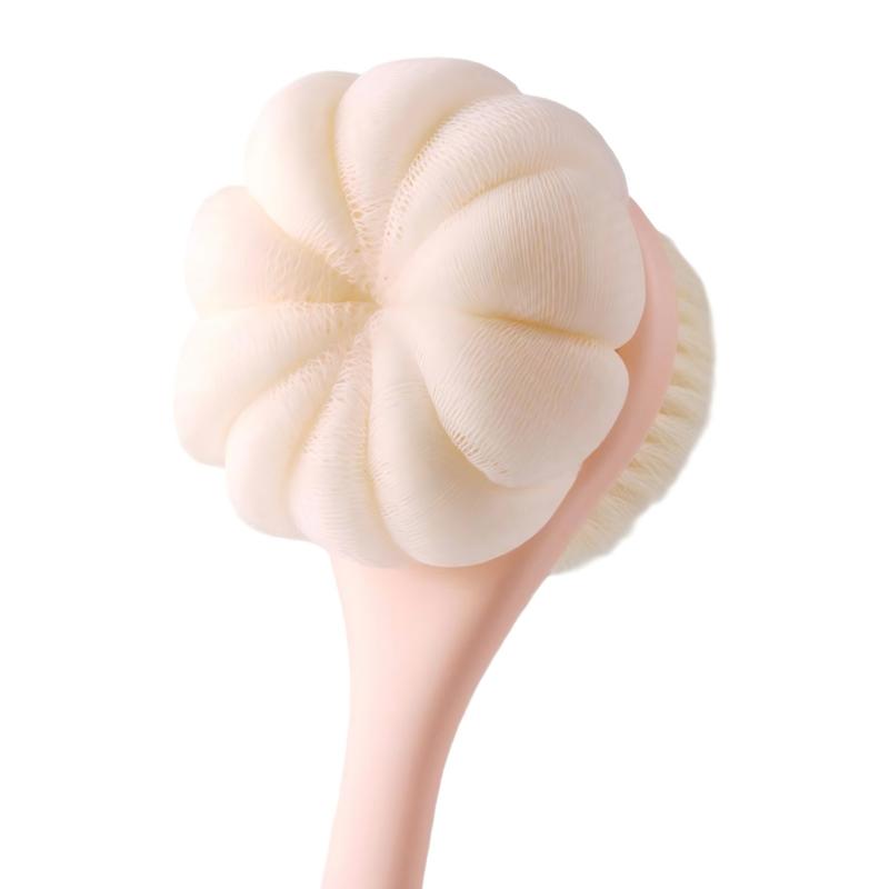 CLEAN WORLD Bathroom Brush, Bath Scrubber, Soft Double Sided Bath Brush With Long Handle Oval Shape For Back Cleaning And Deep Cleansing Gentle On Skin