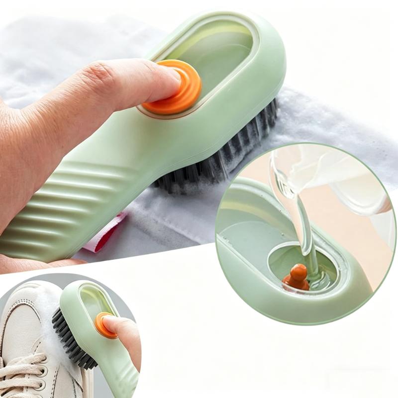 CLEAN WORLD Multifunctional Soft-bristled Shoe Brush Long Handle Brush Automatic Liquid Adding Brushes for Shoe and Clothing