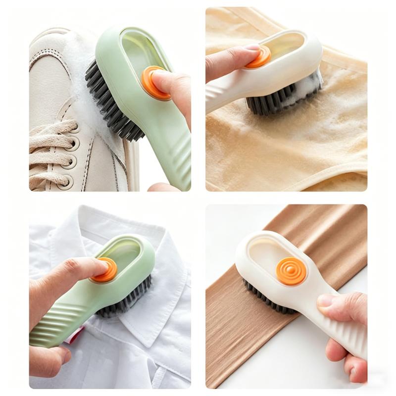 CLEAN WORLD Multifunctional Soft-bristled Shoe Brush Long Handle Brush Automatic Liquid Adding Brushes for Shoe and Clothing