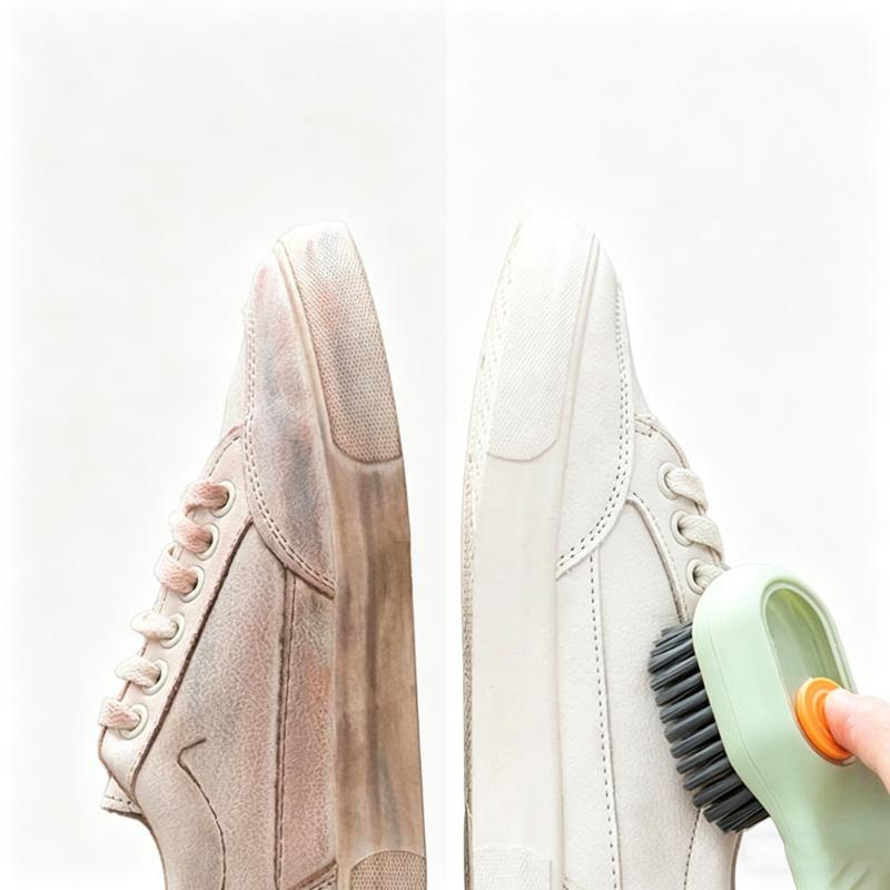 CLEAN WORLD Multifunctional Soft-bristled Shoe Brush Long Handle Brush Automatic Liquid Adding Brushes for Shoe and Clothing