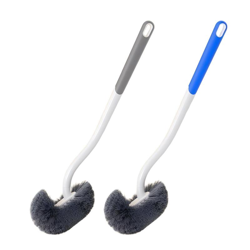CLEAN WORLD Bathroom Toilet Brush, Wall Hanging Long Handle Plastic Toilet Brush Soft Bristles Punch-Free for Bathroom Corner Gap Cleaning