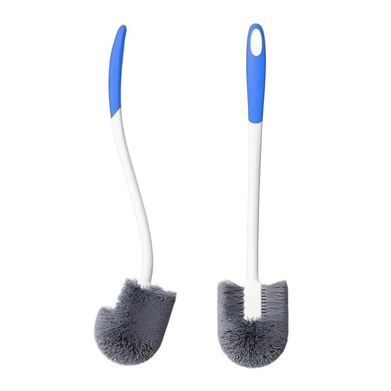 CLEAN WORLD Bathroom Toilet Brush, Wall Hanging Long Handle Plastic Toilet Brush Soft Bristles Punch-Free for Bathroom Corner Gap Cleaning