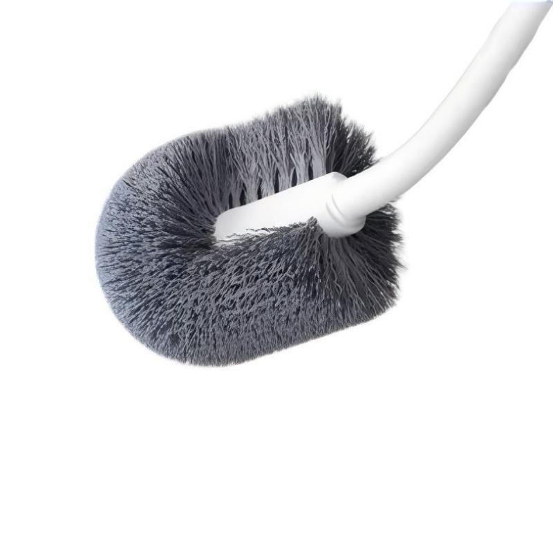 CLEAN WORLD Bathroom Toilet Brush, Wall Hanging Long Handle Plastic Toilet Brush Soft Bristles Punch-Free for Bathroom Corner Gap Cleaning