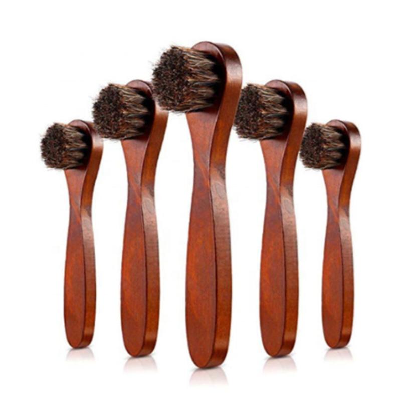 CLEAN WORLD Factory Wholesale Horsehair Bristles Brushes Shoes Polishing Brush With Wooden Handle