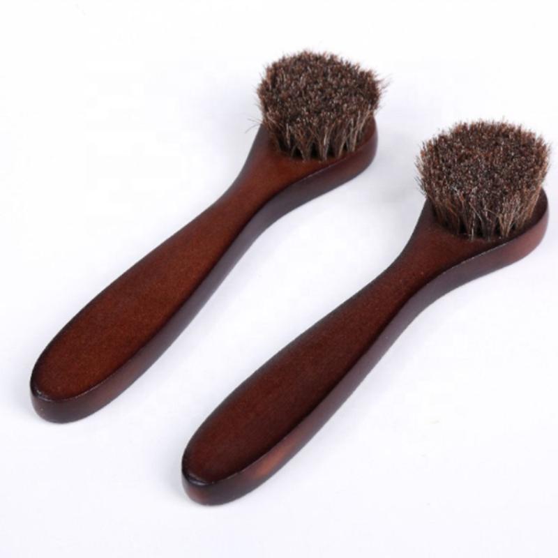 CLEAN WORLD Factory Wholesale Horsehair Bristles Brushes Shoes Polishing Brush With Wooden Handle