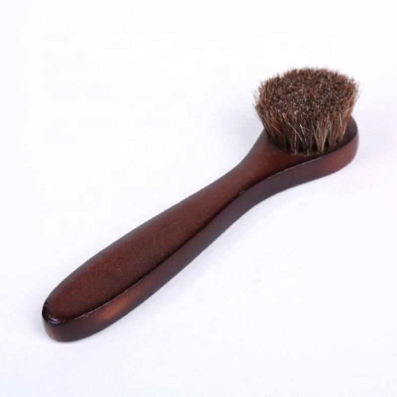 CLEAN WORLD Factory Wholesale Horsehair Bristles Brushes Shoes Polishing Brush With Wooden Handle