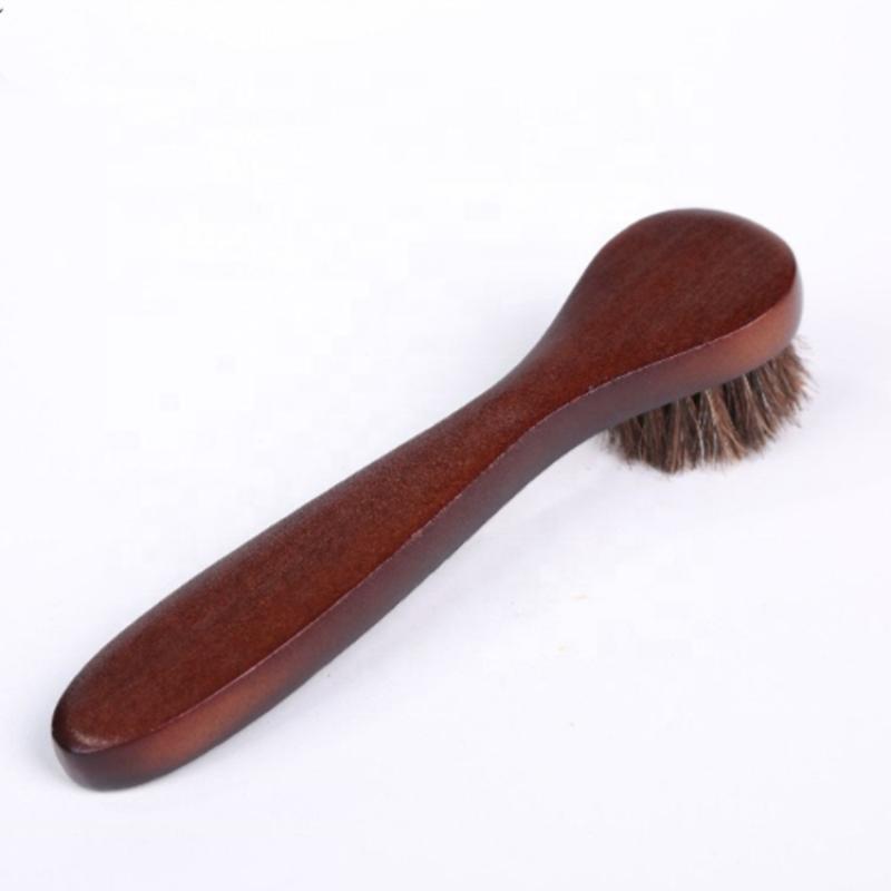 CLEAN WORLD Factory Wholesale Horsehair Bristles Brushes Shoes Polishing Brush With Wooden Handle