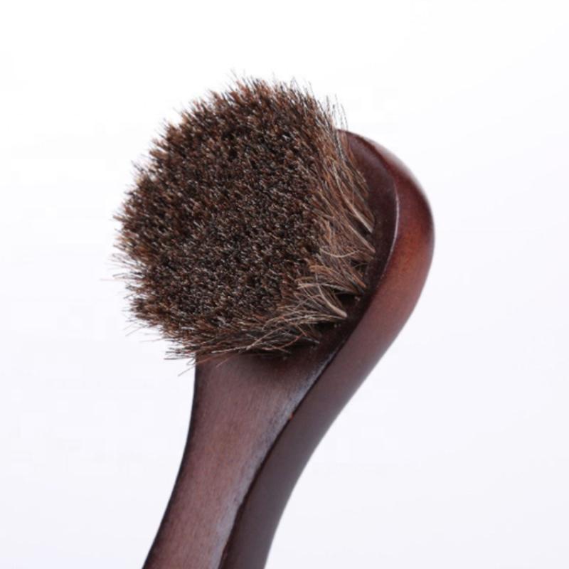 CLEAN WORLD Factory Wholesale Horsehair Bristles Brushes Shoes Polishing Brush With Wooden Handle