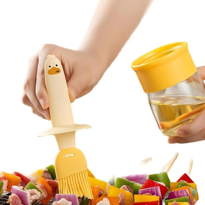 CLEAN WORLD Kitchen Grill brush 2pcs Oil Dispenser with Brush Leak Kitchen Oil Bottle for Cooking Baking Frying and Bbq Transparent Design Compact and Convenient