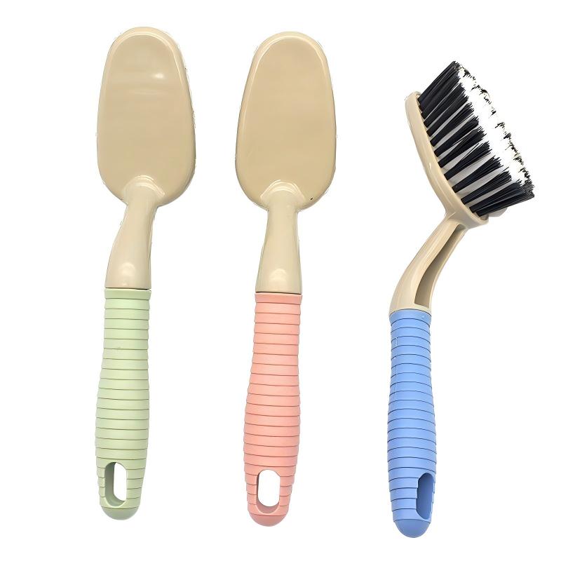 CLEAN WORLD Bathroom Brush, Multifunction Laundry Brush Plastic Cloth Shoe Cleaning Brush Shower Scrubber with Handle and Bristles Scrub Brush