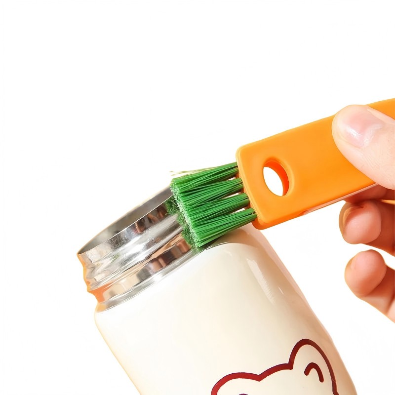 CLEAN WORLD Kitchen Bottle brush 3 in 1 Tiny Bottle Cup Lid Detail Brush Straw Cleaner Tools Water Bottle Cleaning Crevice Brush for Bottles Carrot Clean Brushes for Nursing Bottle Cups Cover