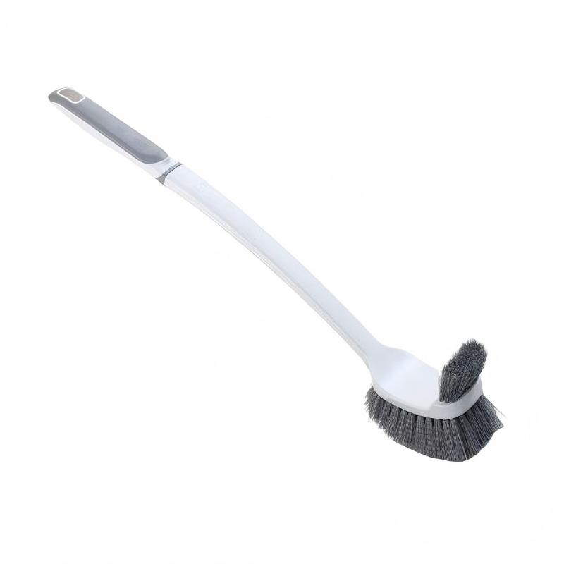 CLEAN WORLD Bathroom Toilet Brush, Long Handle Soft Hair Toilet Cleaning Brush with Double-sided Bristles Go Deep Into Gap to Clean Dead Ends Plastic Cup