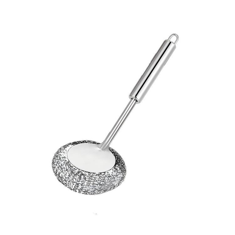 CLEAN WORLD Kitchen Pot and Bowl Brush Stainless Steel Wool Scrubber with Long Handle for Dishes,Scrubbing Scouring Brush for Kitchen Pots,Pans,Sink