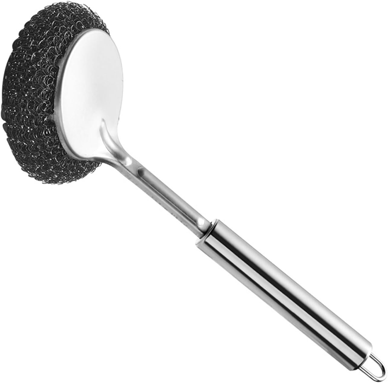 CLEAN WORLD Kitchen Pot and Bowl Brush Stainless Steel Wool Scrubber with Long Handle for Dishes,Scrubbing Scouring Brush for Kitchen Pots,Pans,Sink