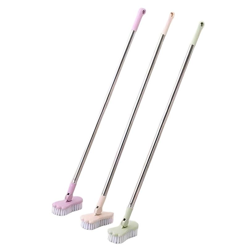 CLEAN WORLD Bathroom Bathtub Brush, New Cute Hard-bristled Extended Rod Plastic Long-handled Floor Brush Bathroom Cleaning Brush Floor Brush Tile Wall Cleaningbrush