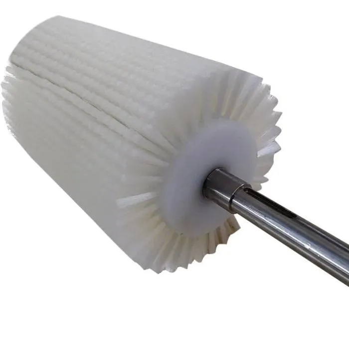 CLEAN WORLD Customized Industrial Nylon Cylindrical Cleaning Roller Brush New Wood Plastic Core Wire Brush for Food & Textile Industry