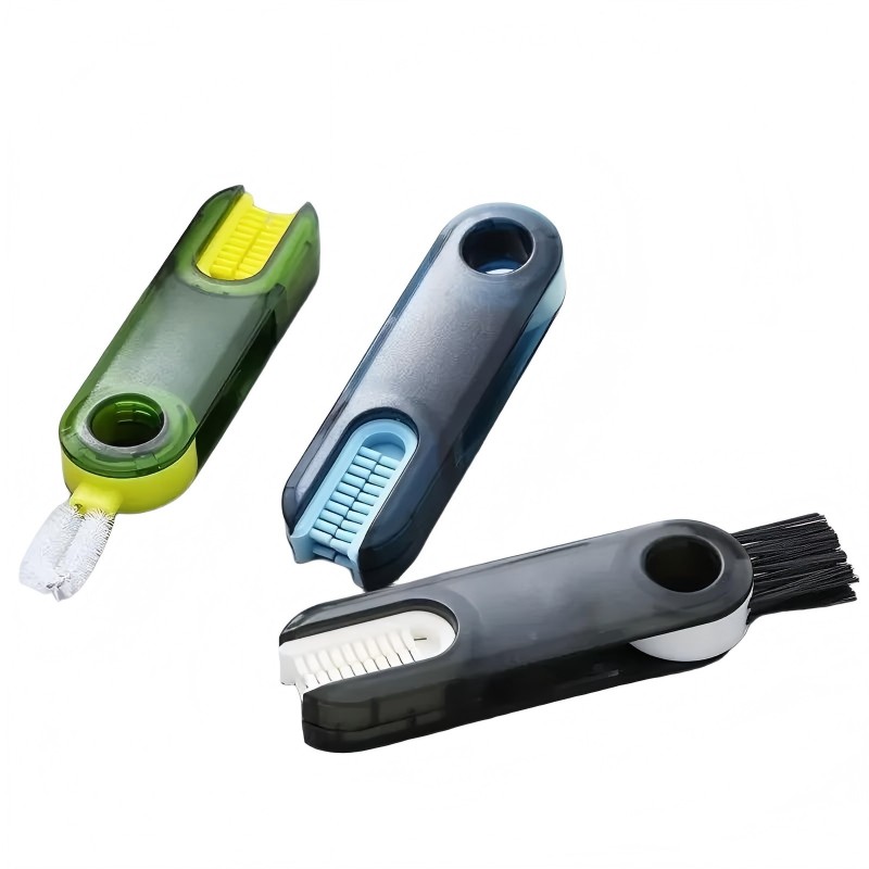 CLEAN WORLD Kitchen Bottle brush 3 in 1 Tiny Bottle Cup Lid Detail Brush Straw Cleaner Tools Multi-Functional Crevice Cleaning Brush, Cleaning Brush for Bottles Clean Brushes for Nursing Cover,Home Kitchen Cleaning(3Color Set)